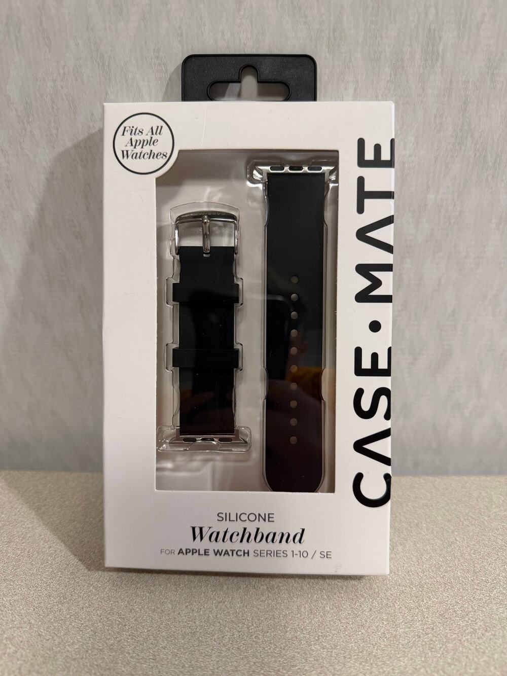 Case-Mate Silicone Watchband Apple Watch Series 1-10 SE Black Fits All Sizes